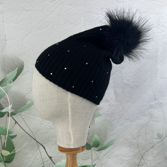 CAROLYN ROWAN COLLECTION Faux Fur Pom-Pom & Embellished Knit Beanie - Picture 4 of 10